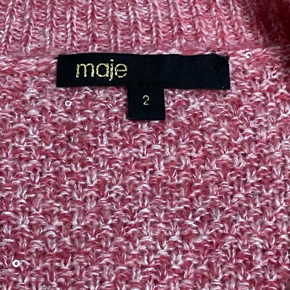 NWT Maje Shiny Finish Knit Pink Cardigan - Sz M - Picture 7 of 10